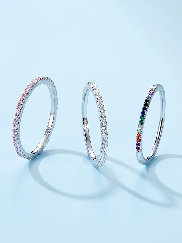 Sterling Silver Eternity Ring – Diamond & Colored CZ