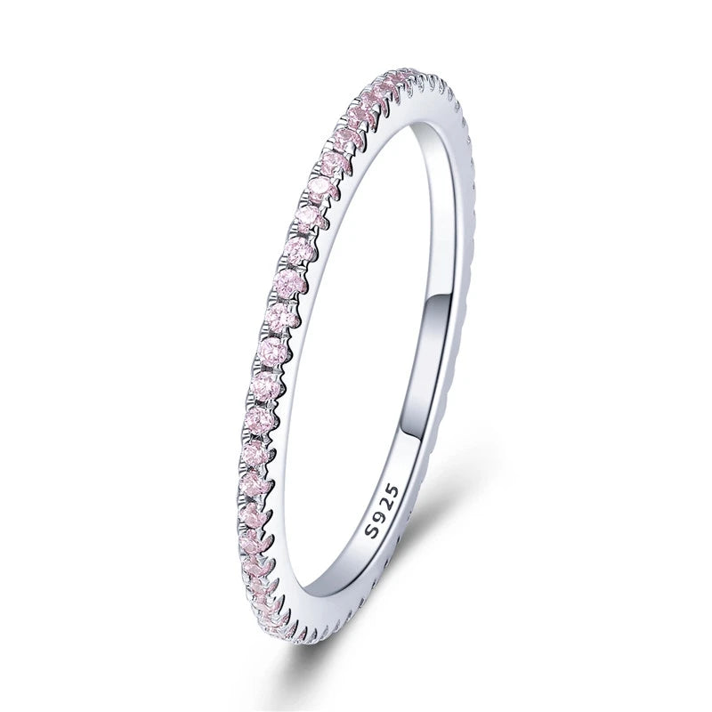 Sterling Silver Eternity Ring – Diamond & Colored CZ