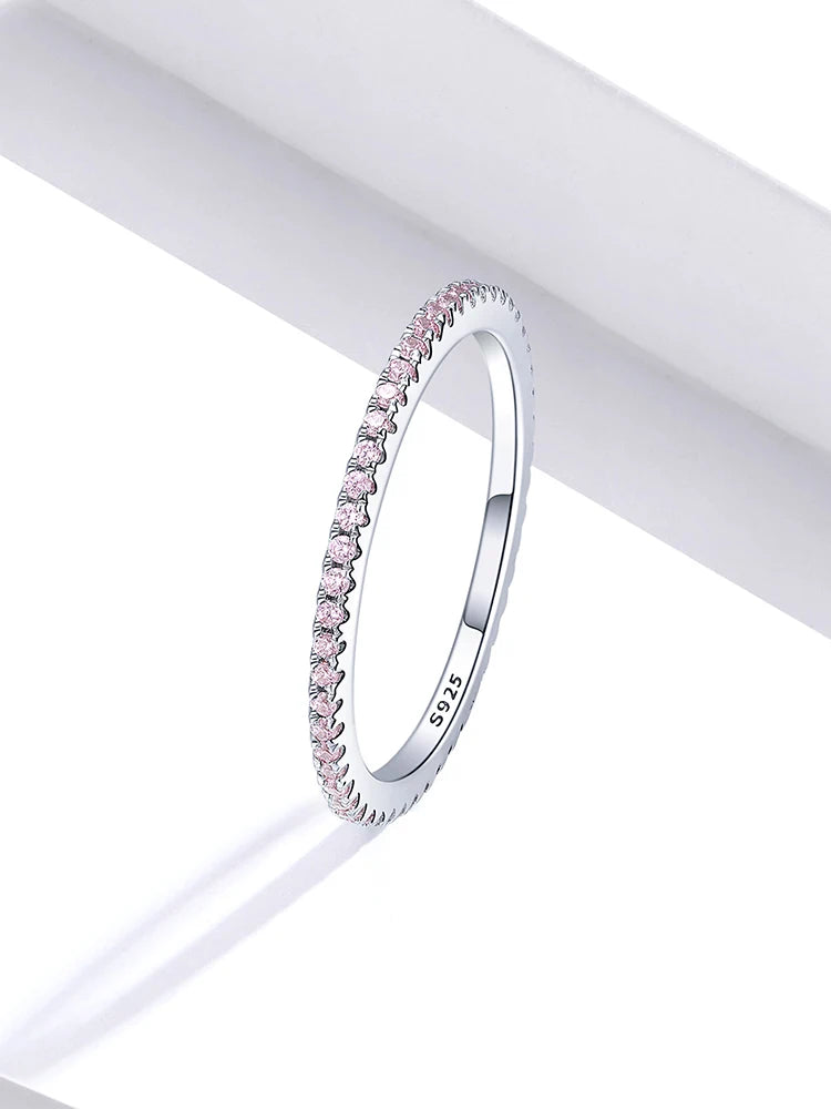 Sterling Silver Eternity Ring – Diamond & Colored CZ