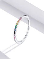Sterling Silver Eternity Ring – Diamond & Colored CZ