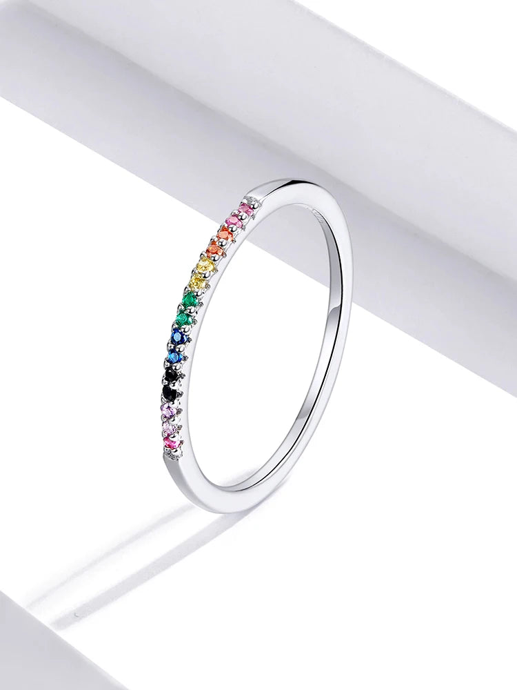 Sterling Silver Eternity Ring – Diamond & Colored CZ