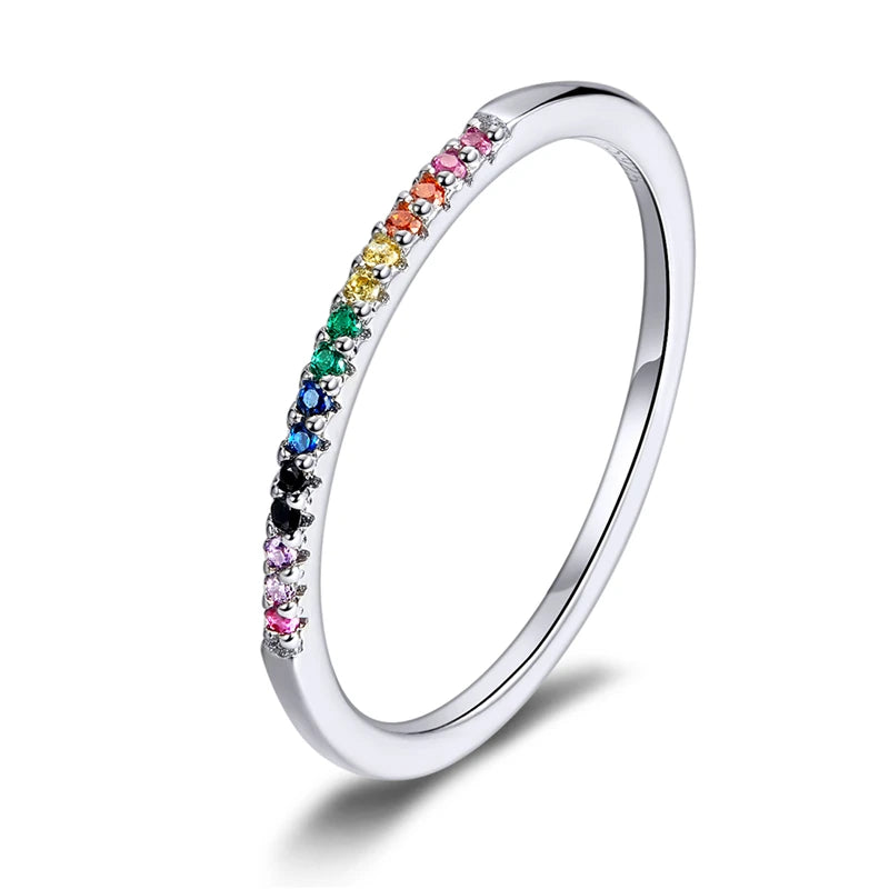 Sterling Silver Eternity Ring – Diamond & Colored CZ