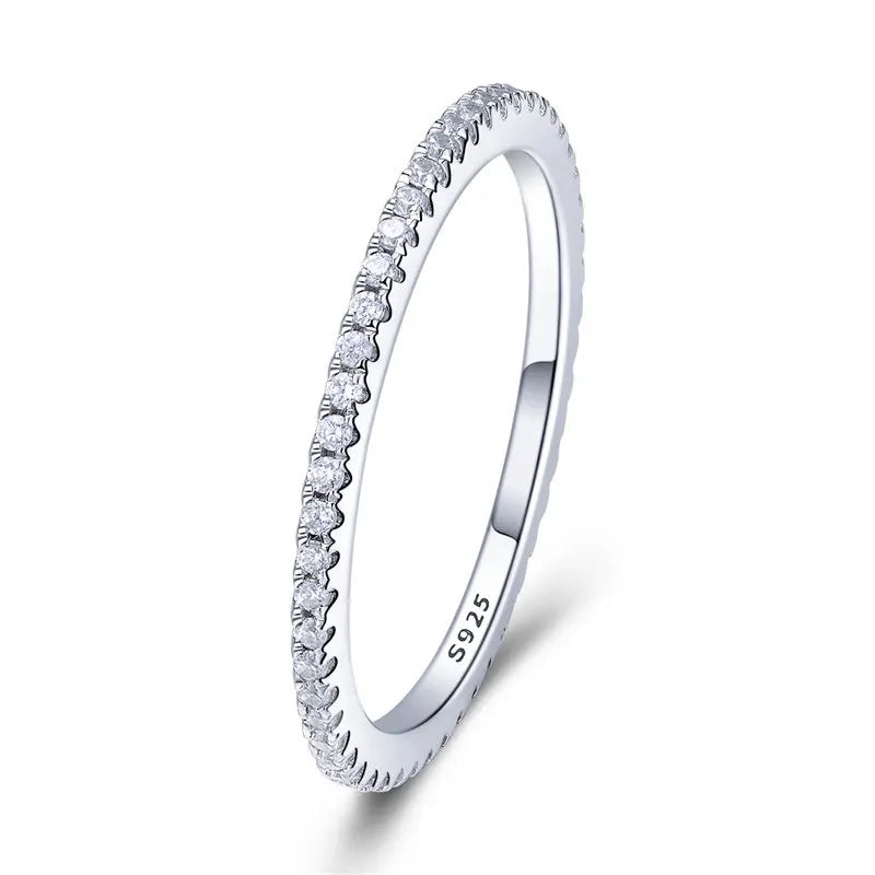 Sterling Silver Eternity Ring – Diamond & Colored CZ