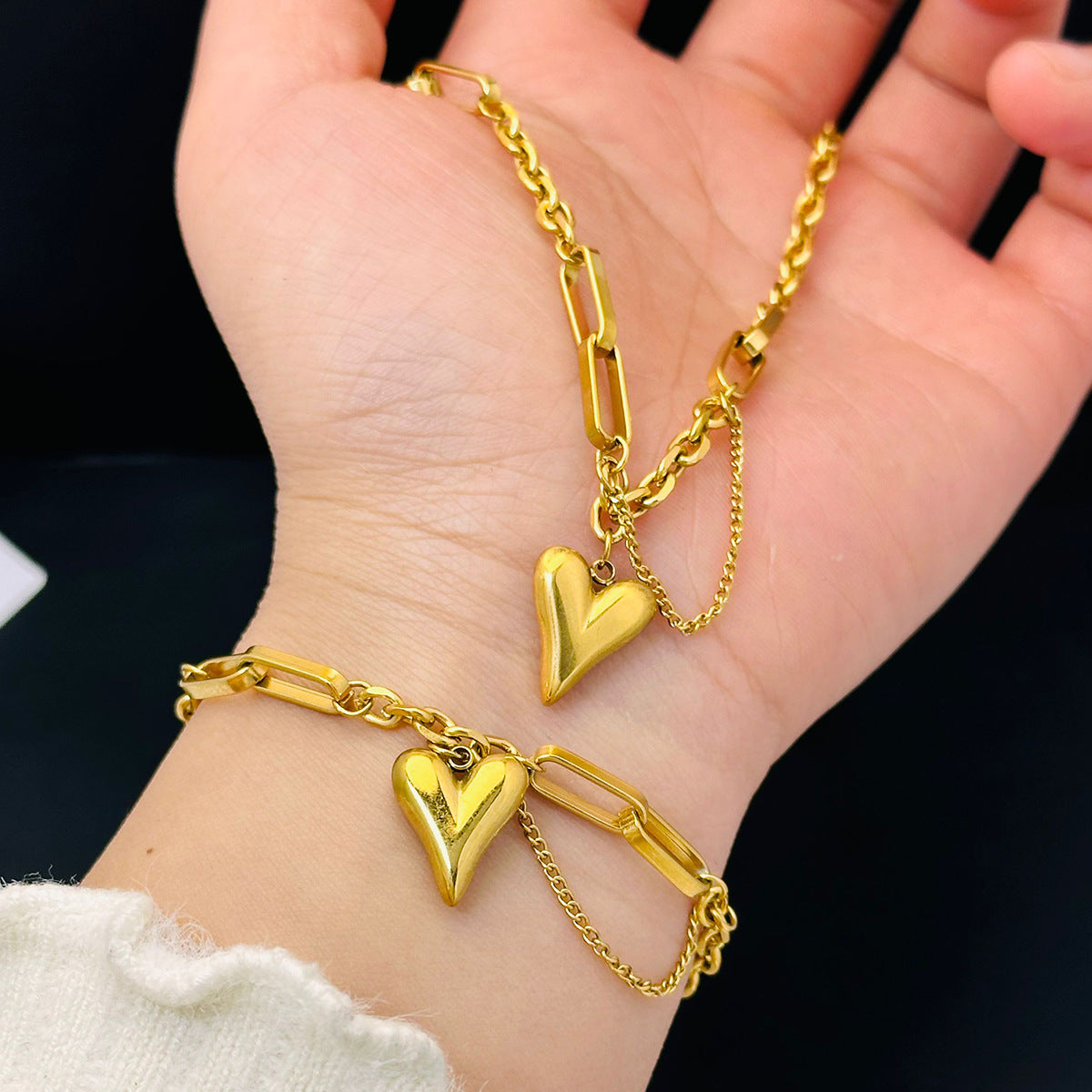 Love Heart Link Bracelet – Gold & Silver