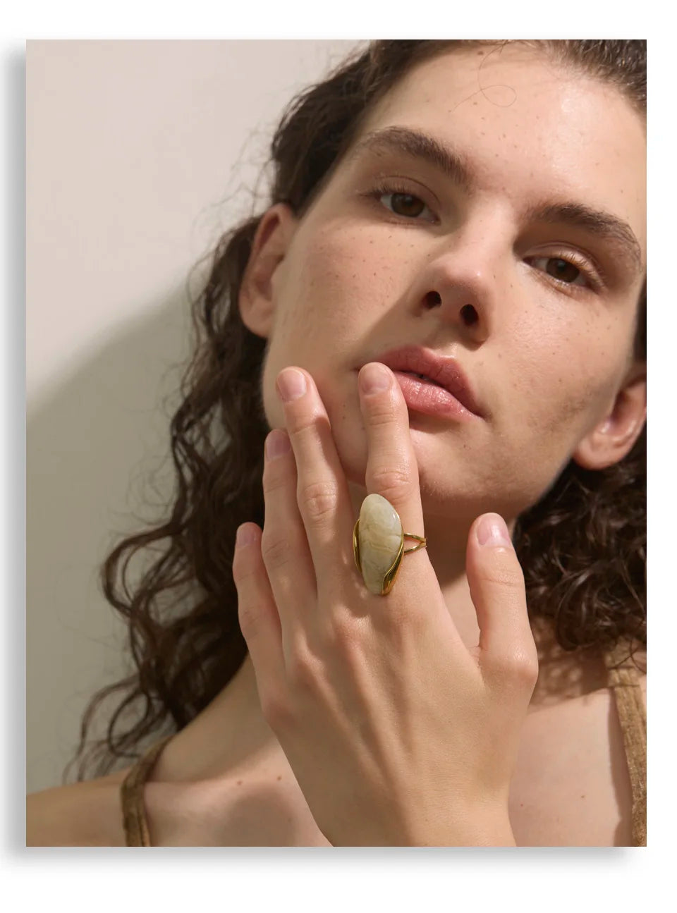 Resin Statement Ring – Adjustable Gold Design