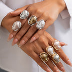 Baroque Pearl Adjustable Ring – Gold & Silver Statement Design