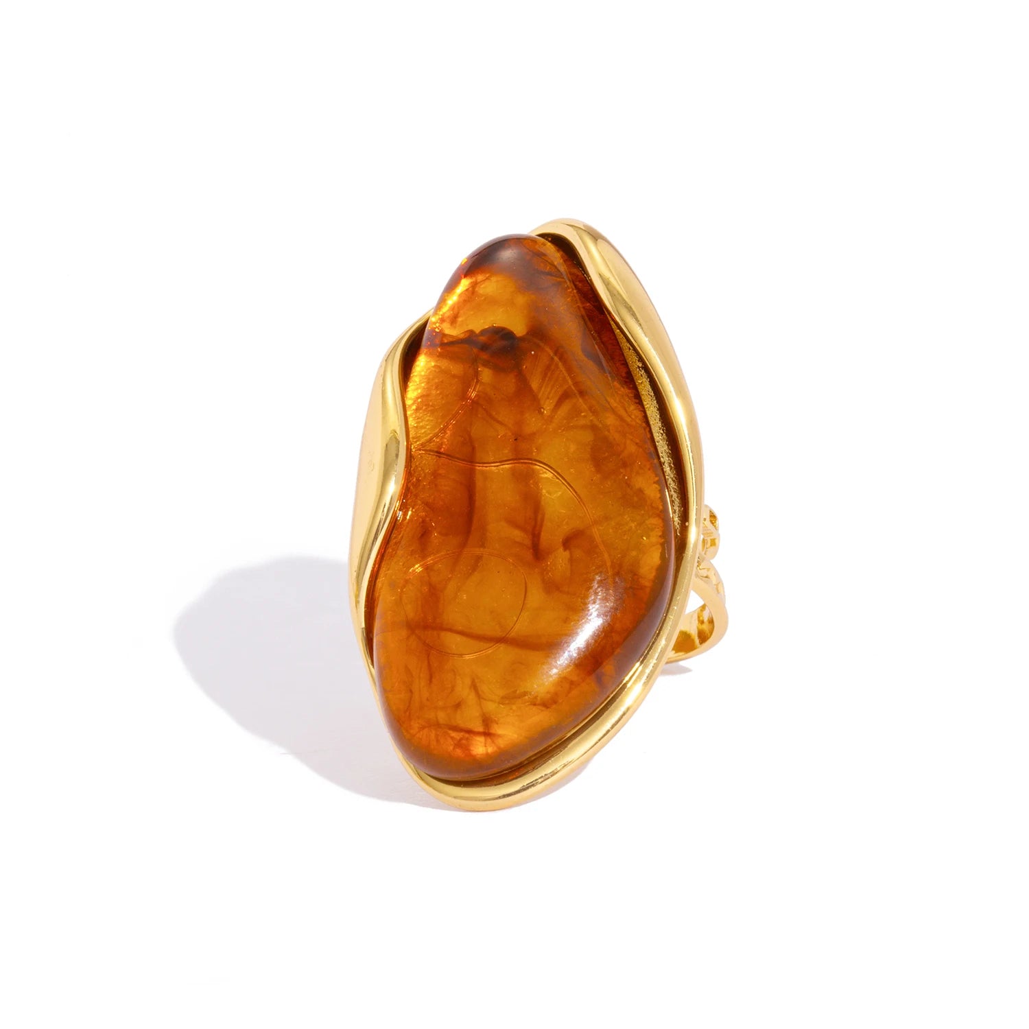 Amber Resin Drop Earrings – Gold Statement Design