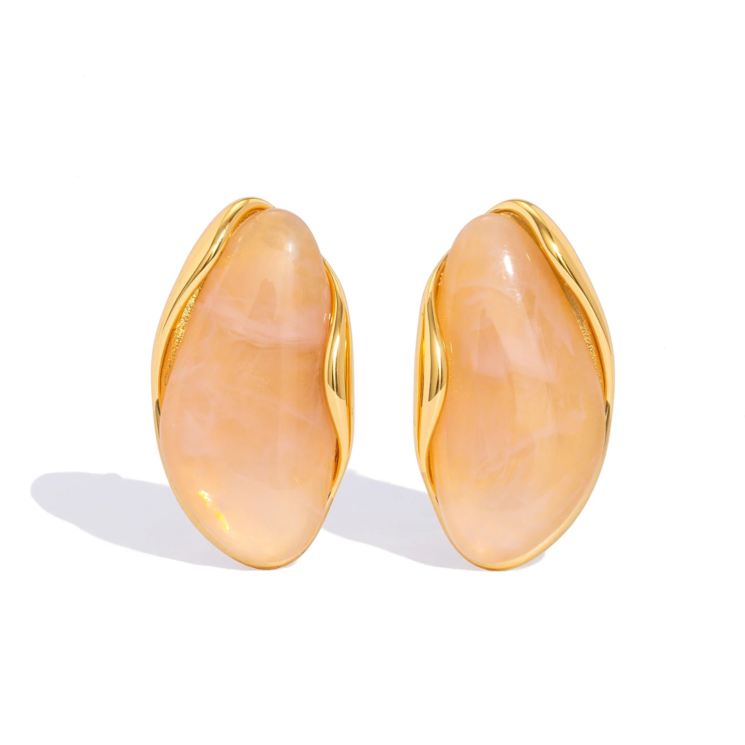 Amber Resin Drop Earrings – Gold Statement Design