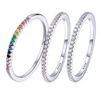 Sterling Silver Eternity Ring – Diamond & Colored CZ
