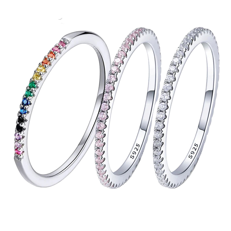 Sterling Silver Eternity Ring – Diamond & Colored CZ