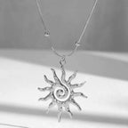 Solar Swirl Necklace – Hammered Sunburst Pendant