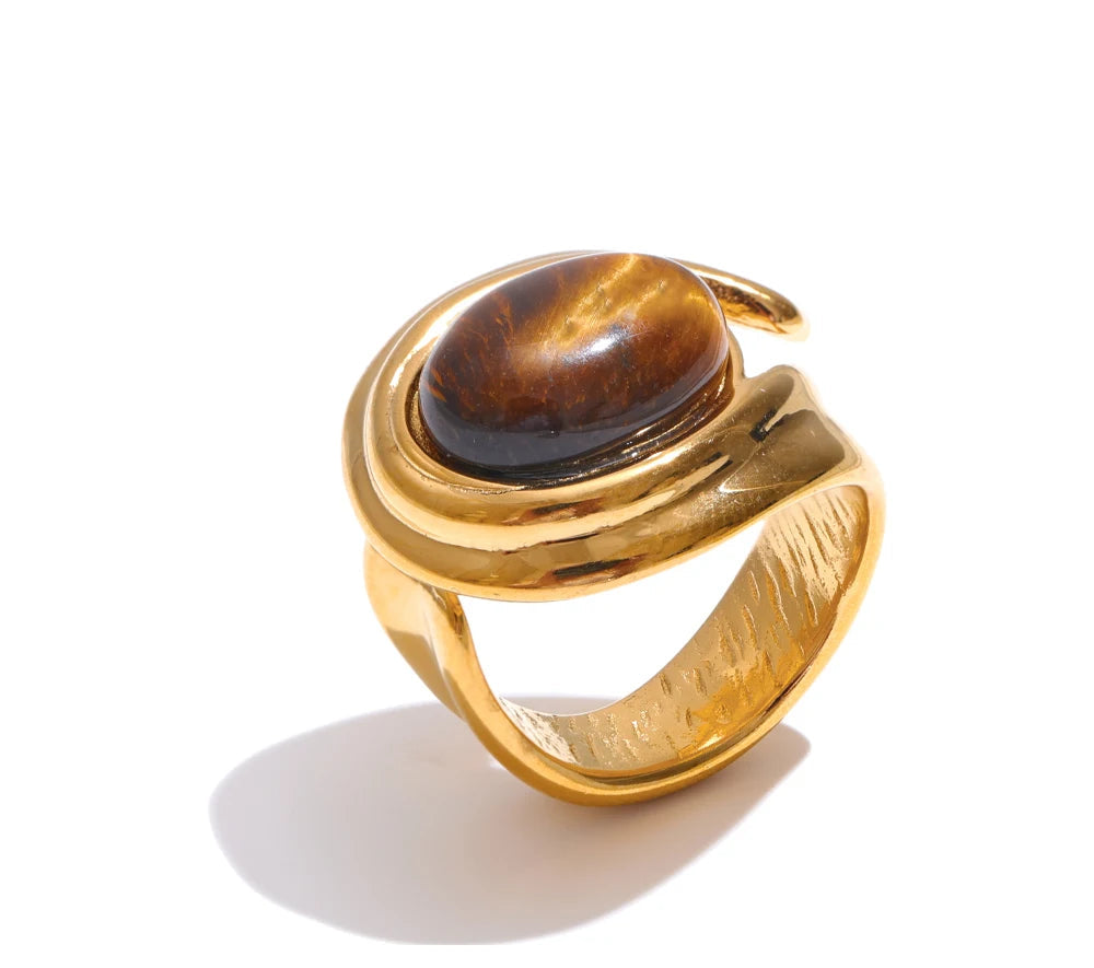 Gold Tiger Eye Ring – Modern Gold Band