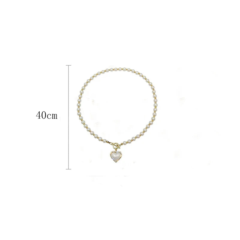 Heart Pearl Pendant Necklace – Gold Elegant Chain Design