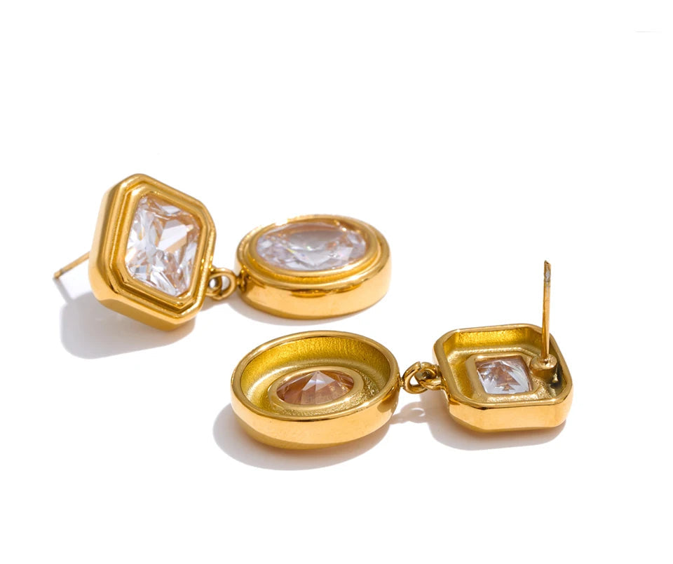 Golden Diamond Drop Earrings