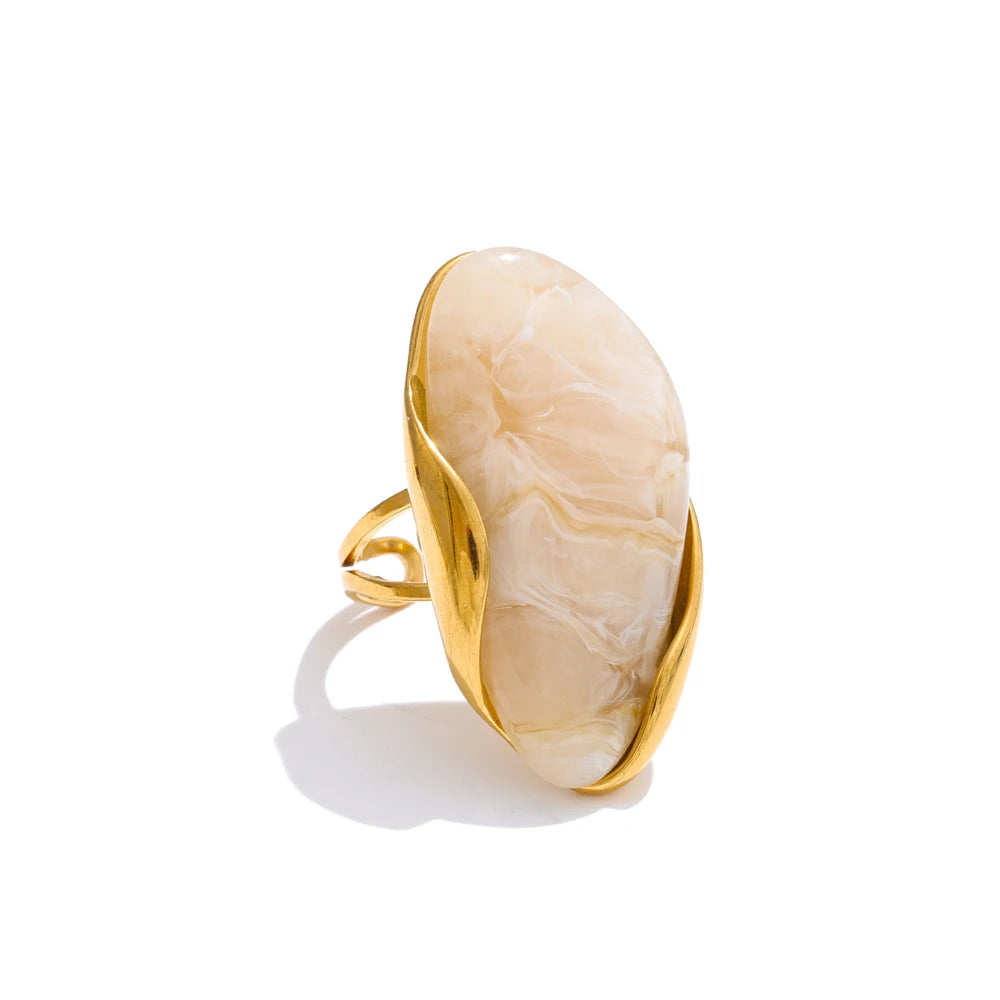 Resin Statement Ring – Adjustable Gold Design