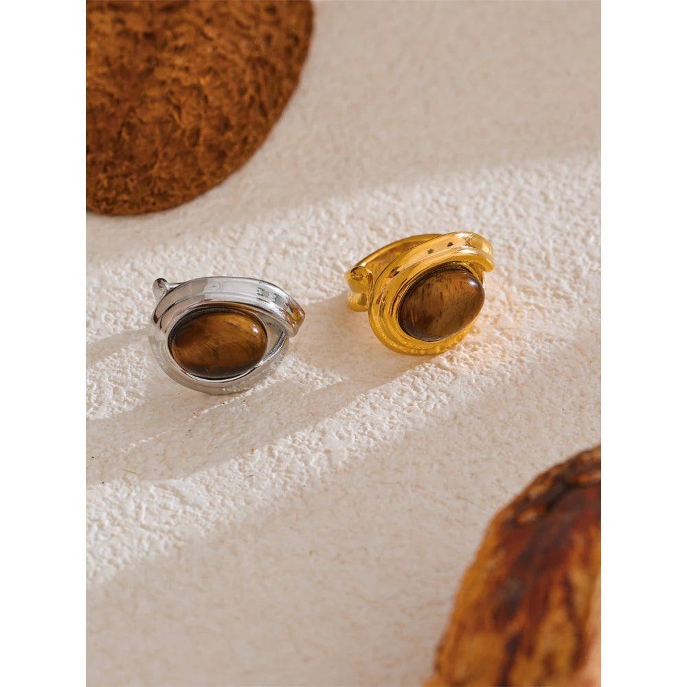 Gold Tiger Eye Ring – Modern Gold Band