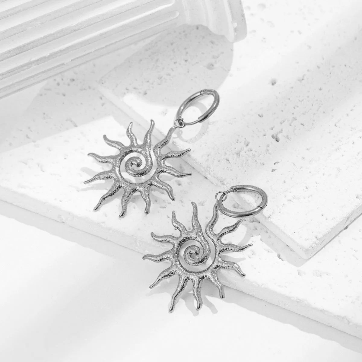 Solar Swirl Necklace – Hammered Sunburst Pendant