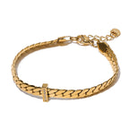 Luxe Cuban Link Bracelet – Gold Zircon Bar Design