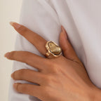 Baroque Pearl Adjustable Ring – Gold & Silver Statement Design