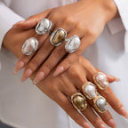 Baroque Pearl Adjustable Ring – Gold & Silver Statement Design