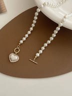 Heart Pearl Pendant Necklace – Gold Elegant Chain Design