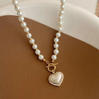 Heart Pearl Pendant Necklace – Gold Elegant Chain Design