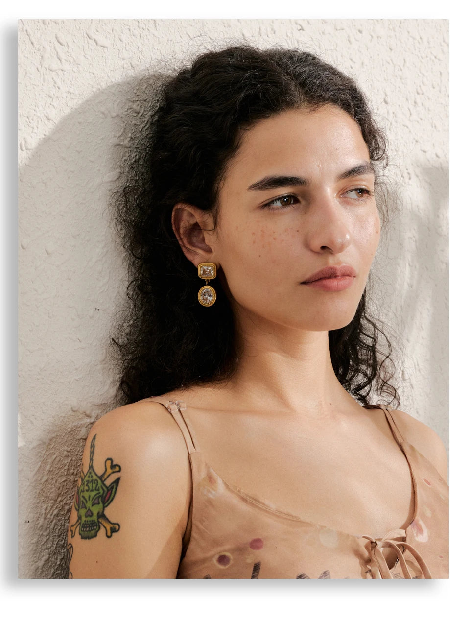 Golden Diamond Drop Earrings