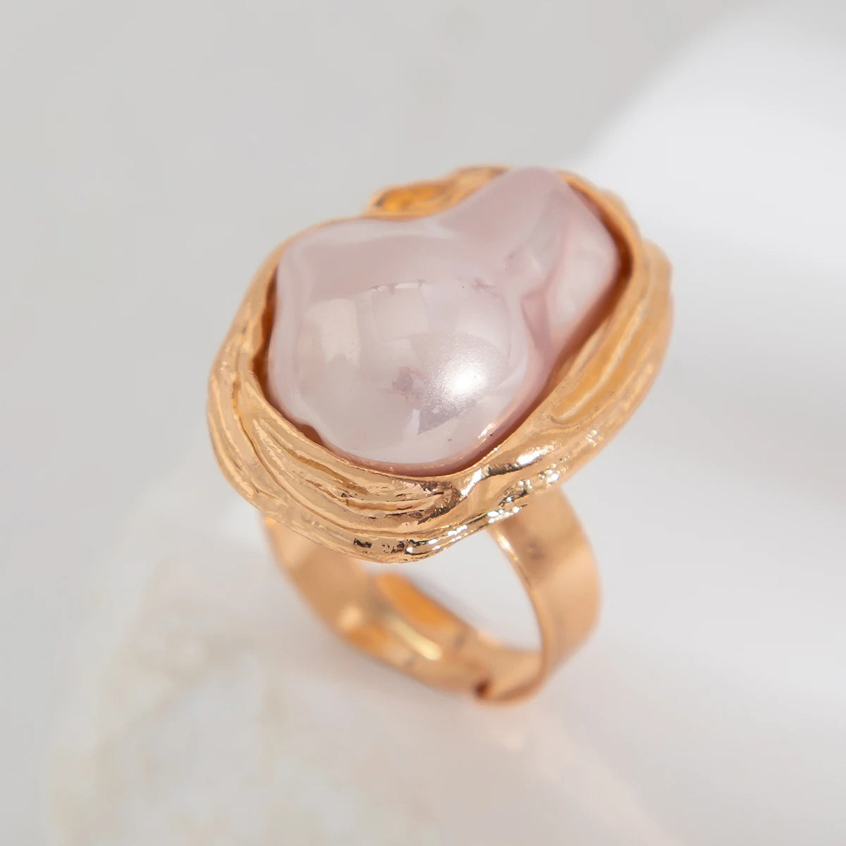 Baroque Pearl Adjustable Ring – Gold & Silver Statement Design