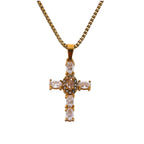 Colorful Cross Drop Pendant Necklace – Gold & Silver