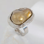 Baroque Pearl Adjustable Ring – Gold & Silver Statement Design