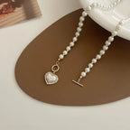 Heart Pearl Pendant Necklace – Gold Elegant Chain Design