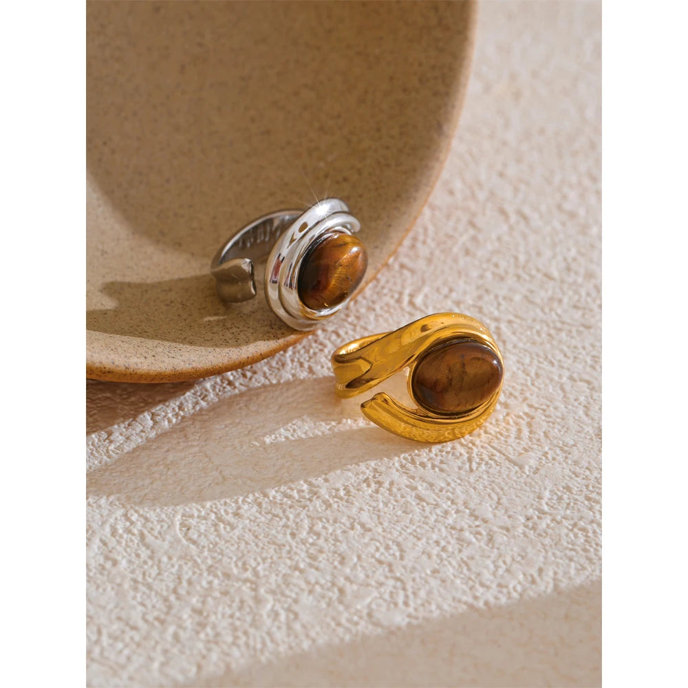 Gold Tiger Eye Ring – Modern Gold Band