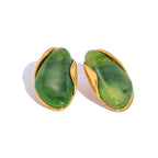 Amber Resin Drop Earrings – Gold Statement Design