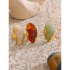 Resin Statement Ring – Adjustable Gold Design