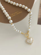 Heart Pearl Pendant Necklace – Gold Elegant Chain Design