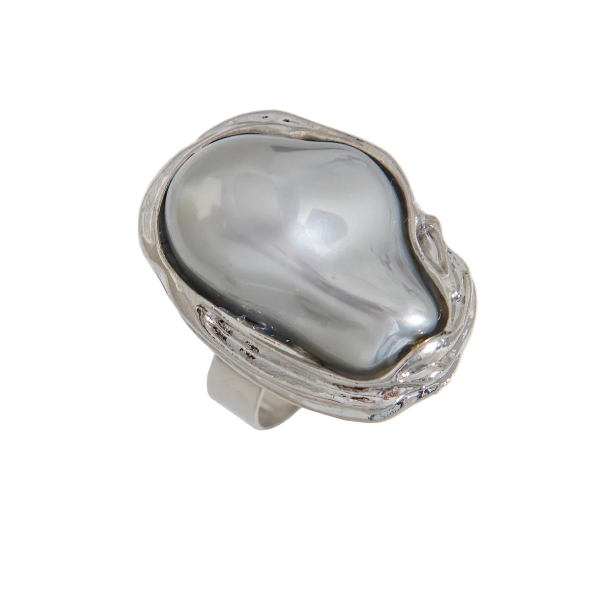 Baroque Pearl Adjustable Ring – Gold & Silver Statement Design