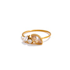 Crystal Teardrop Ring / Golden Arc Ring