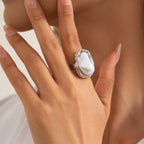 Baroque Pearl Adjustable Ring – Gold & Silver Statement Design