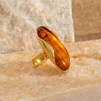 Amber Resin Drop Earrings – Gold Statement Design