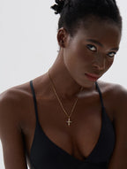 Colorful Cross Drop Pendant Necklace – Gold & Silver