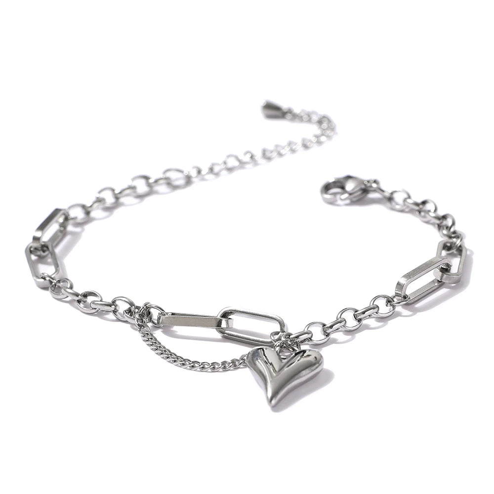 Love Heart Link Bracelet – Gold & Silver