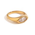 Golden Eye Zircon Ring – 18K Plated Seal Design