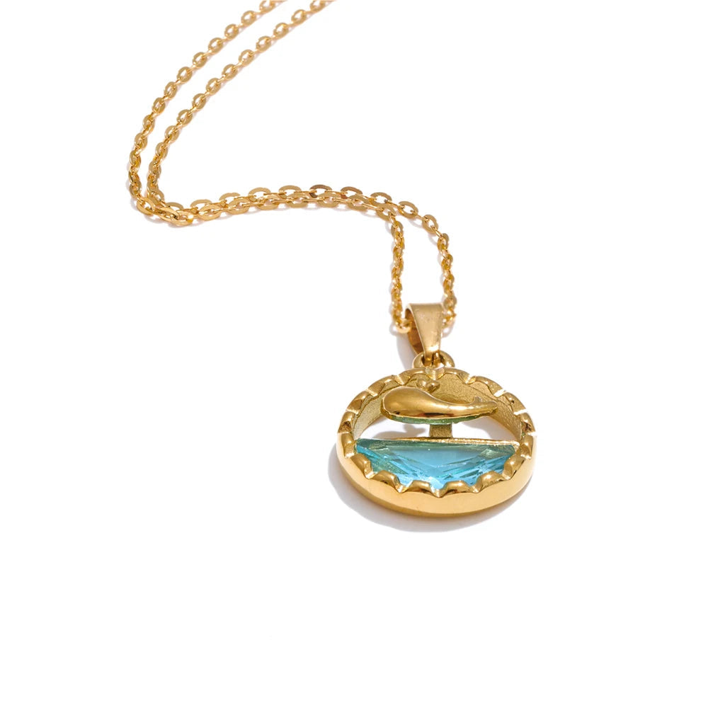 Blue Whale Pendant Necklace – Crystal Ocean Silver Chain
