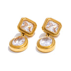 Golden Diamond Drop Earrings