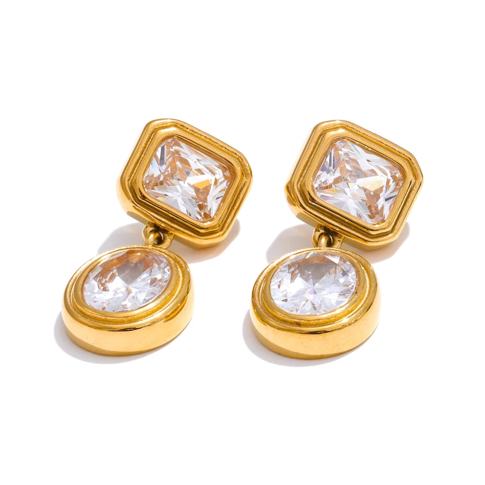 Golden Diamond Drop Earrings