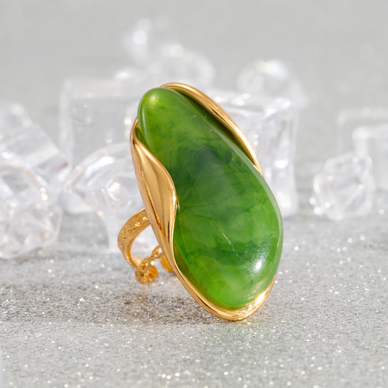 Amber Resin Drop Earrings – Gold Statement Design