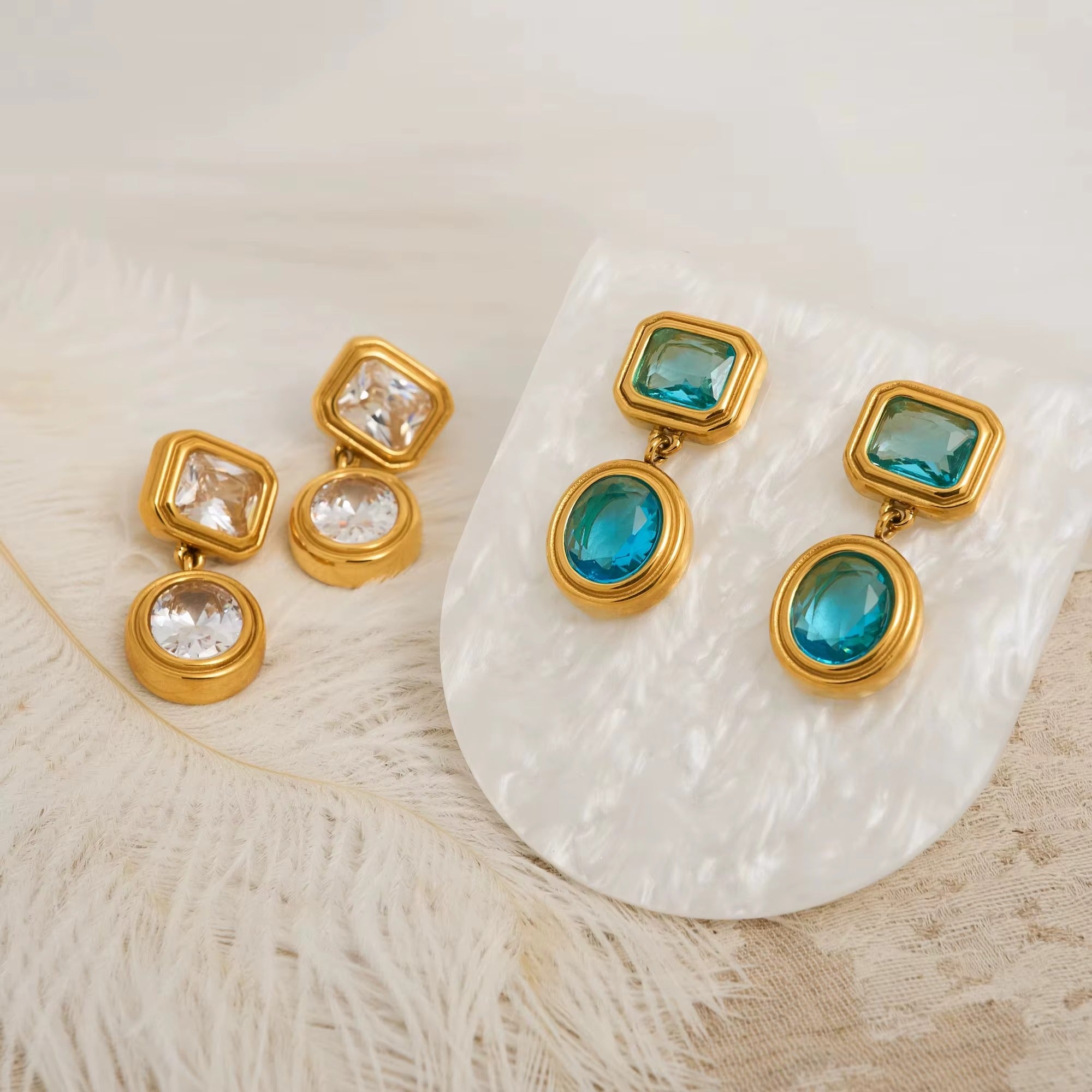 Golden Diamond Drop Earrings