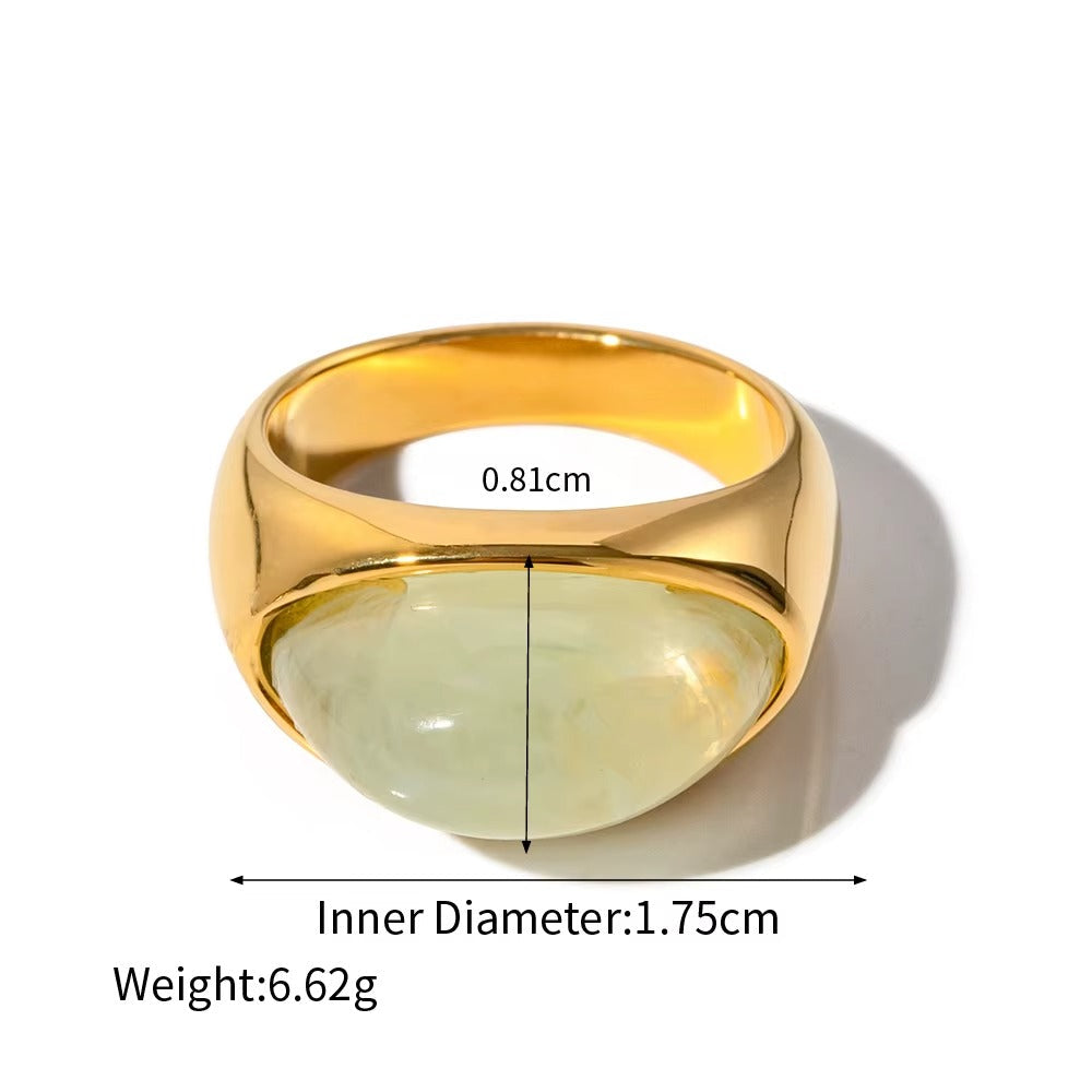Aurora Dome Ring – Natural Stone Gold Statement Ring