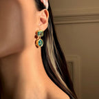 Golden Diamond Drop Earrings