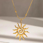 Solar Swirl Necklace – Hammered Sunburst Pendant